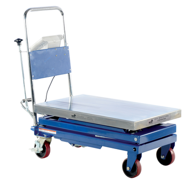 Steel Scissor Cart with Scale 19-1/2 In. x 32 In. 500 Lb. Capacity Blue/Silver